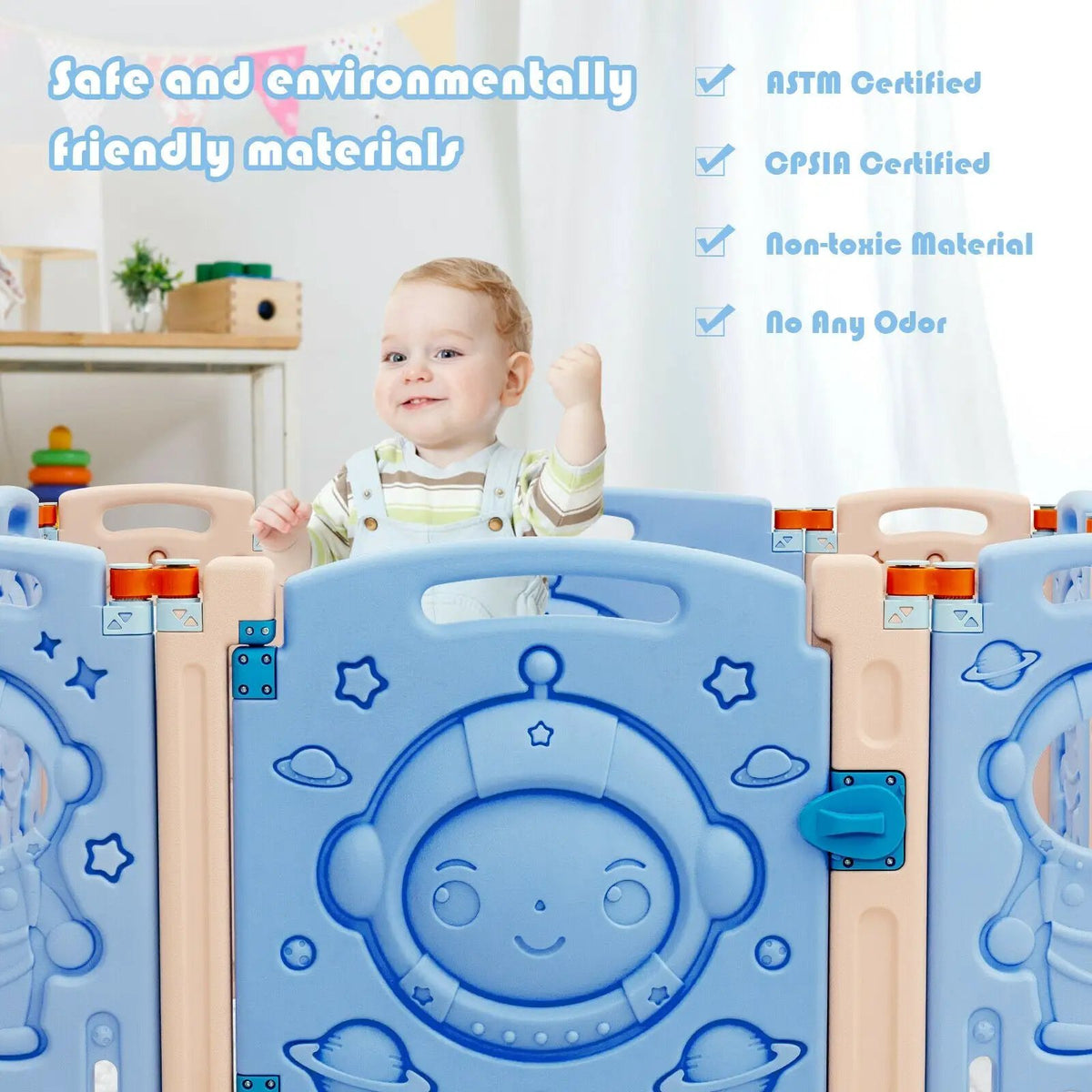 18-Panel Foldable Baby Playpen Kids Activity Center with Lockable Door, photo 7 of 24