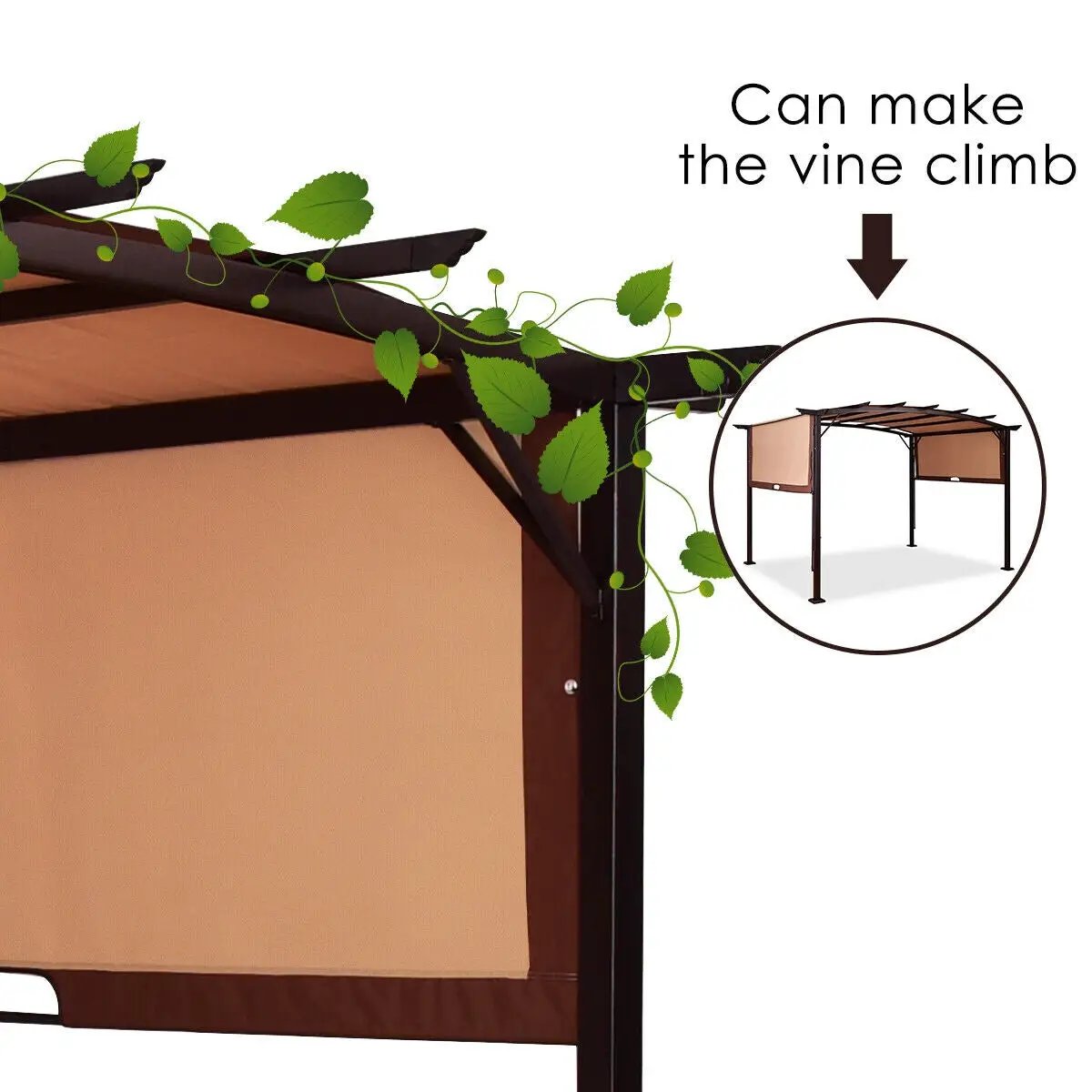 12 x 9 Feet Outdoor Pergola Gazebo with Retractable Canopy Shades by DirectDeals