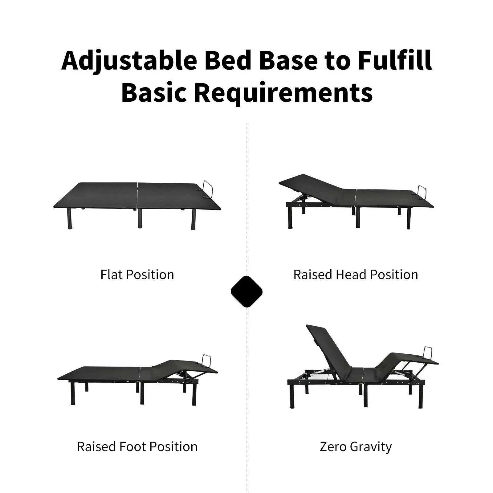 Queen Size Adjustable Bed Base Frame with Wireless Remote Control by DirectDeals