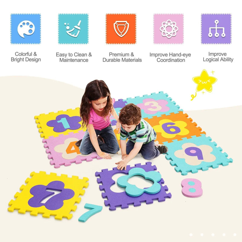 75 Pieces Baby Foam Interlocking Play Mat with Fence with Detachable Numbers by DirectDeals