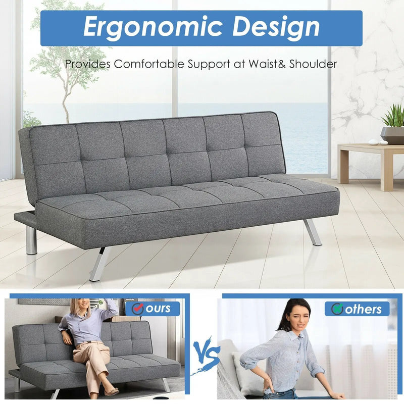 3-Seat Convertible Sofa Bed with High-Density Sponge for Living Room by DirectDeals