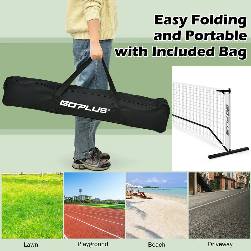 22 Feet Portable Pickleball Net Set System with Carry Bag for Indoor Outdoor Game by DirectDeals