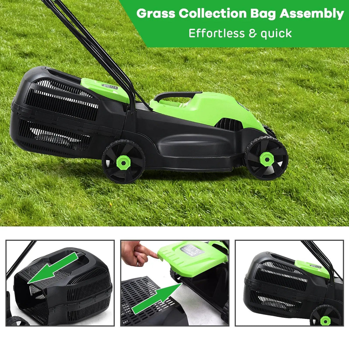 13 Inch Electric Push Lawn Corded Mower with Grass Bag, photo 8 of 9
