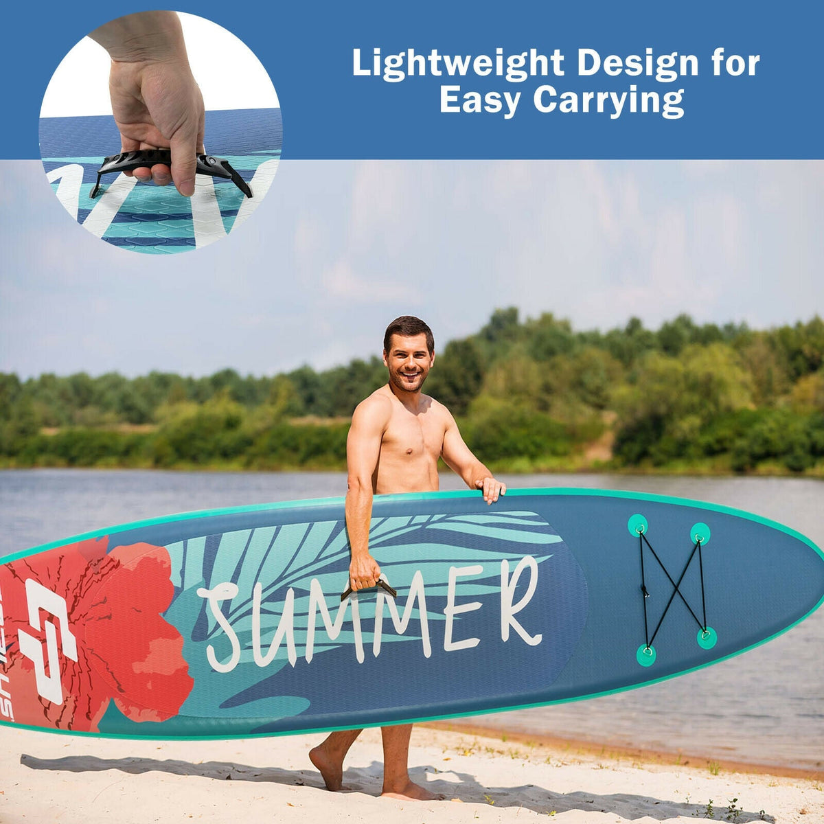 10 Feet Inflatable Stand Up Paddle Board with Backpack Leash Aluminum Paddle, photo 8 of 9