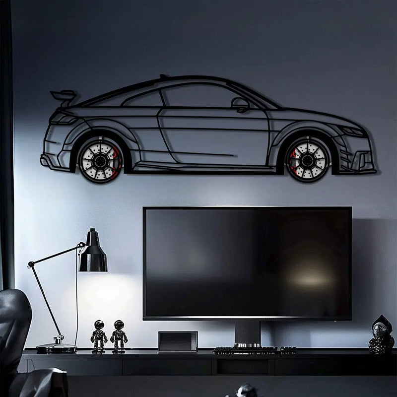 Audi TT Metal Car Wall Art with Rotating Wheels - Iconic Sports Coupe Silhouette Decor - Interactive Automotive Wall Art- KAFMEKA099 by Enova Art