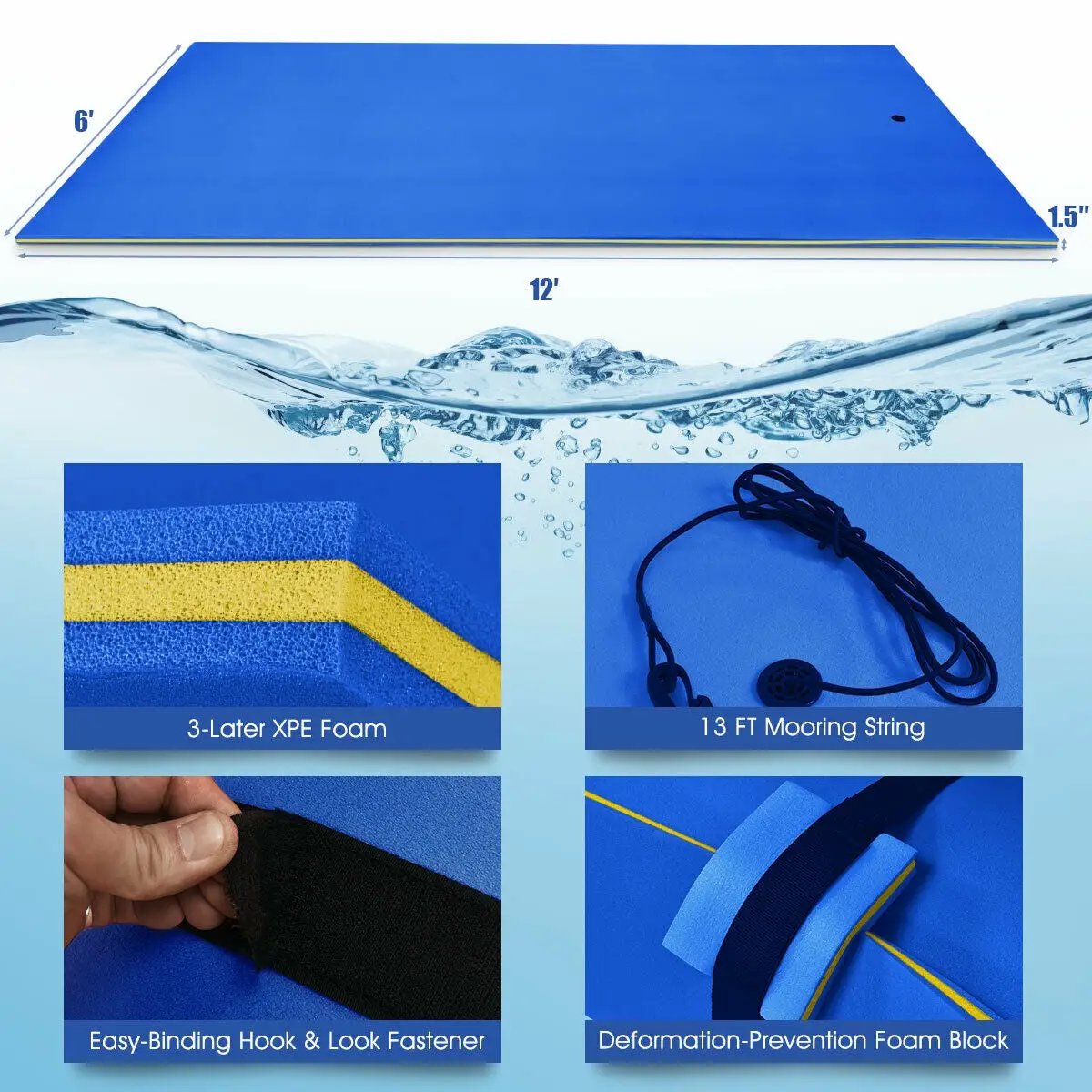 12’ x 6’ 3 Layer Floating Water Pad-Green, photo 4 of 10