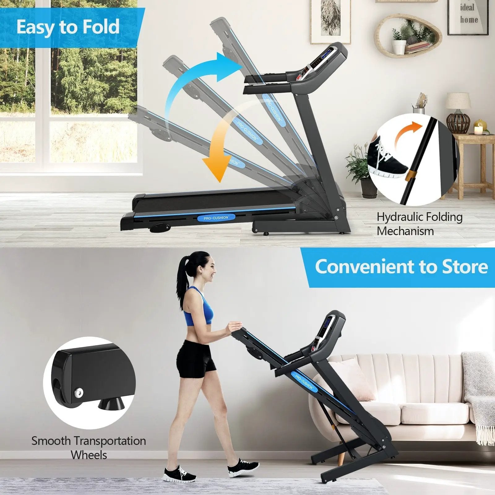 2.25 HP Folding Electric Motorized Power Treadmill Machine with LCD Display by DirectDeals