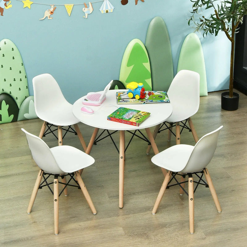 4 PCS Children Chair Set Medieval Style Dining Chairs with Wood Legs by DirectDeals
