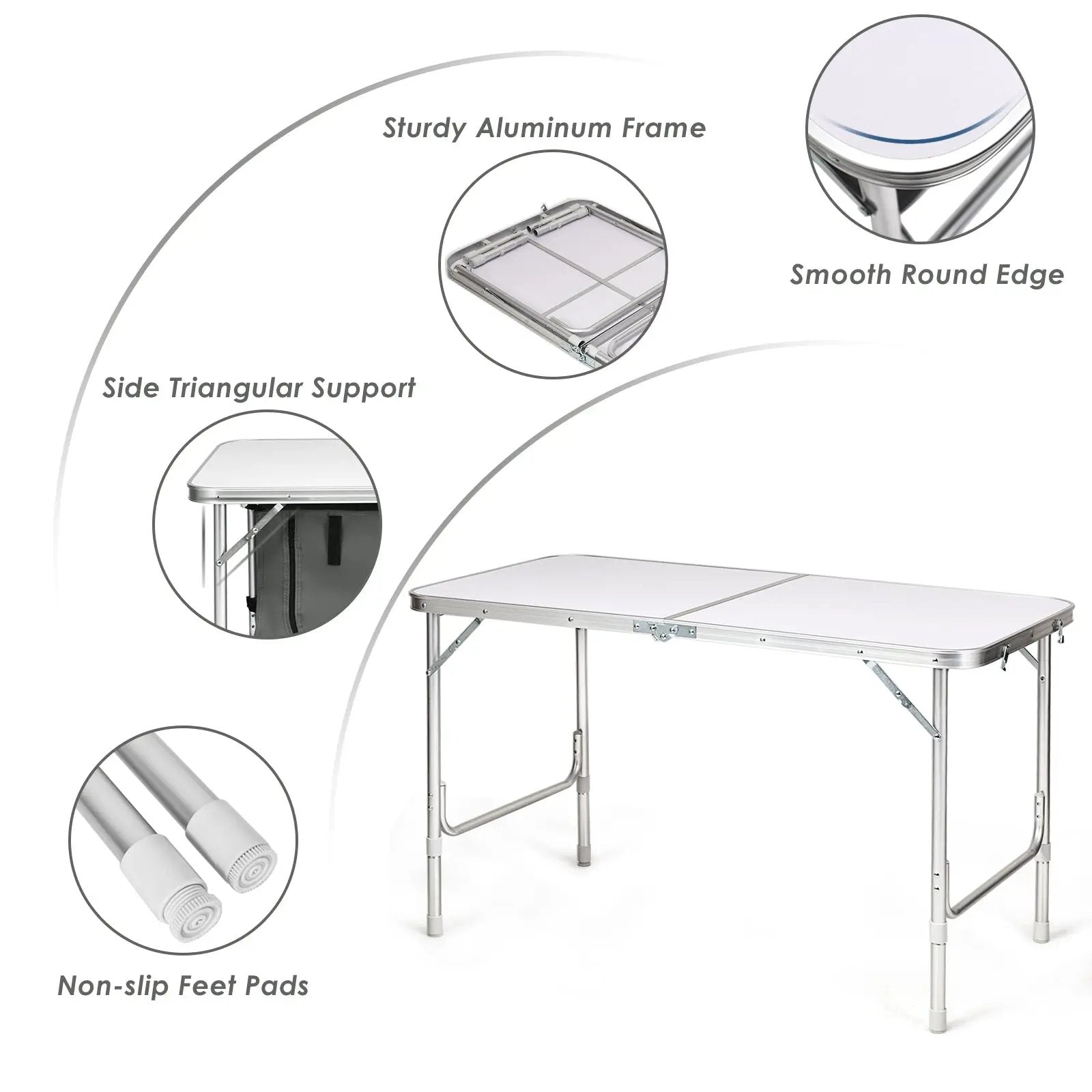 Height Adjustable Folding Camping Table-Gray by DirectDeals
