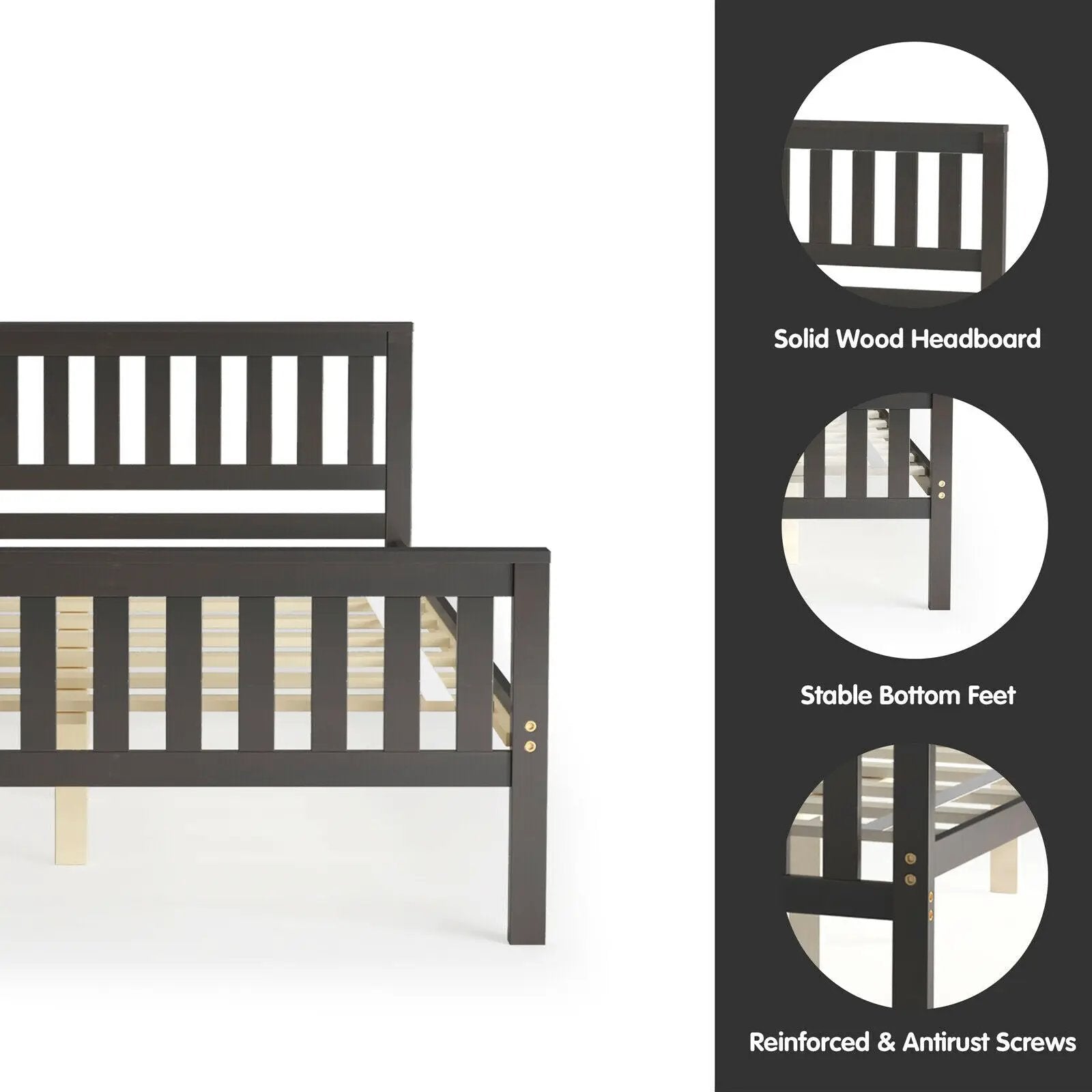 Full Size Wood Platform Bed with Headboard by DirectDeals
