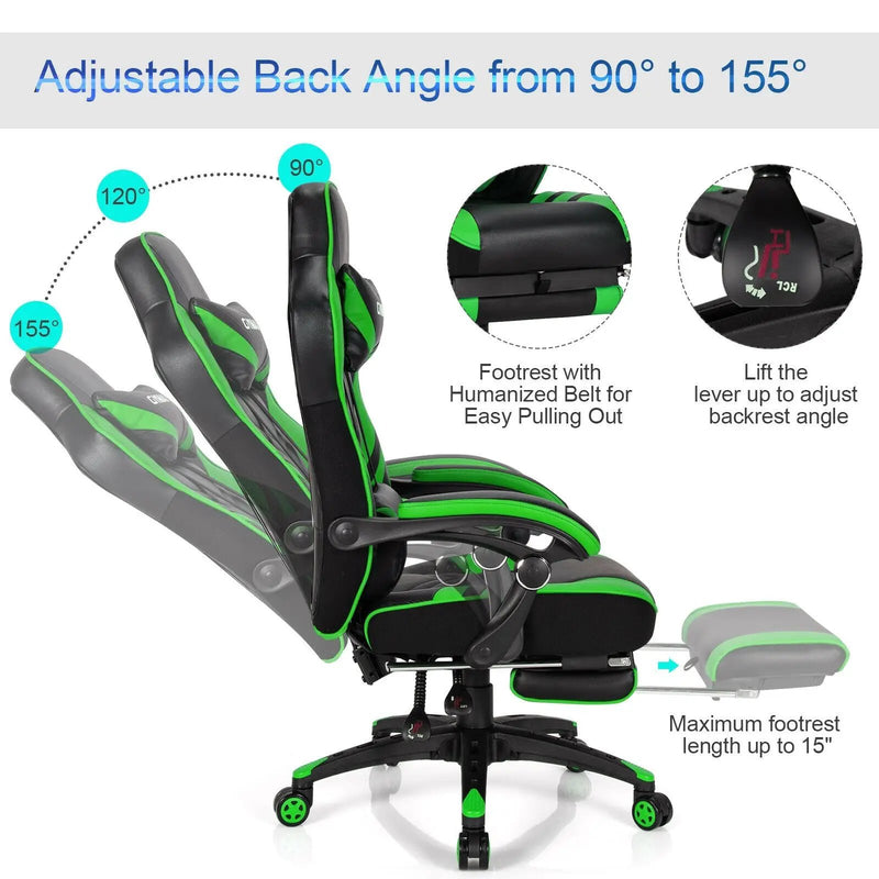 Adjustable Gaming Chair with Footrest by DirectDeals