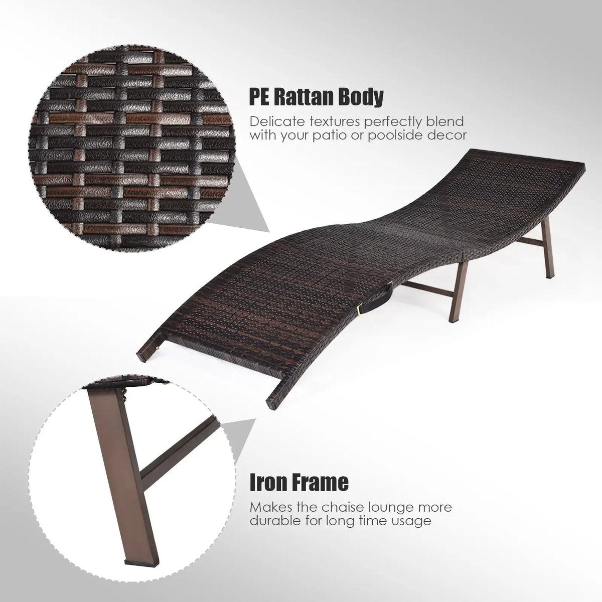 2Pcs Folding Patio Lounger Chair, photo 7 of 9