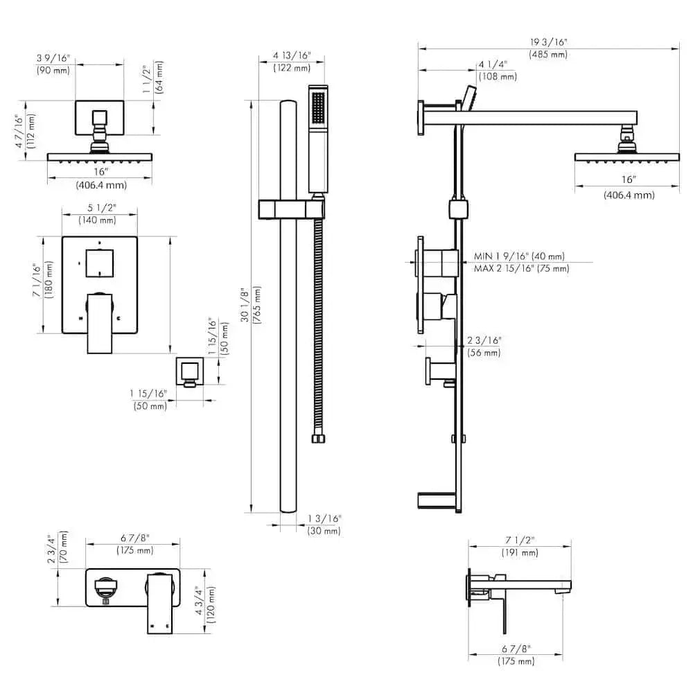 ZLINE Bliss Shower System Oversized Shower Head, BLS-SHS16-BN by Farmhouse Kitchen and Bath