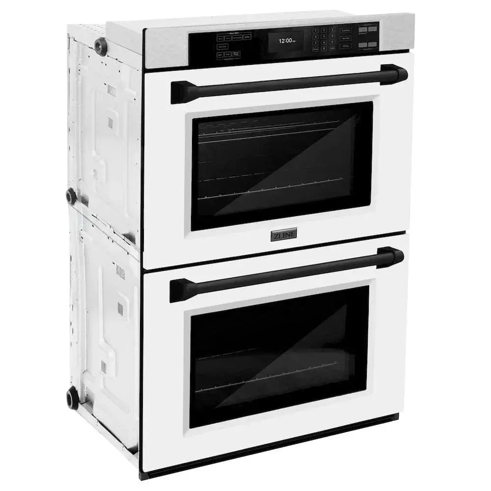 ZLINE 30"Professional True Convection Double Wall Oven, Air Fry, Self Clean, DuraSnow® Matte Black WADSZ-WM-30-MB by Farmhouse Kitchen and Bath