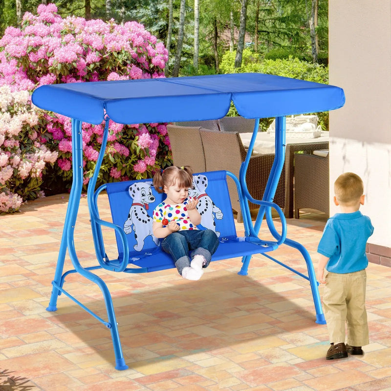 Outdoor Kids Patio Swing Bench with Canopy 2 Seats by DirectDeals