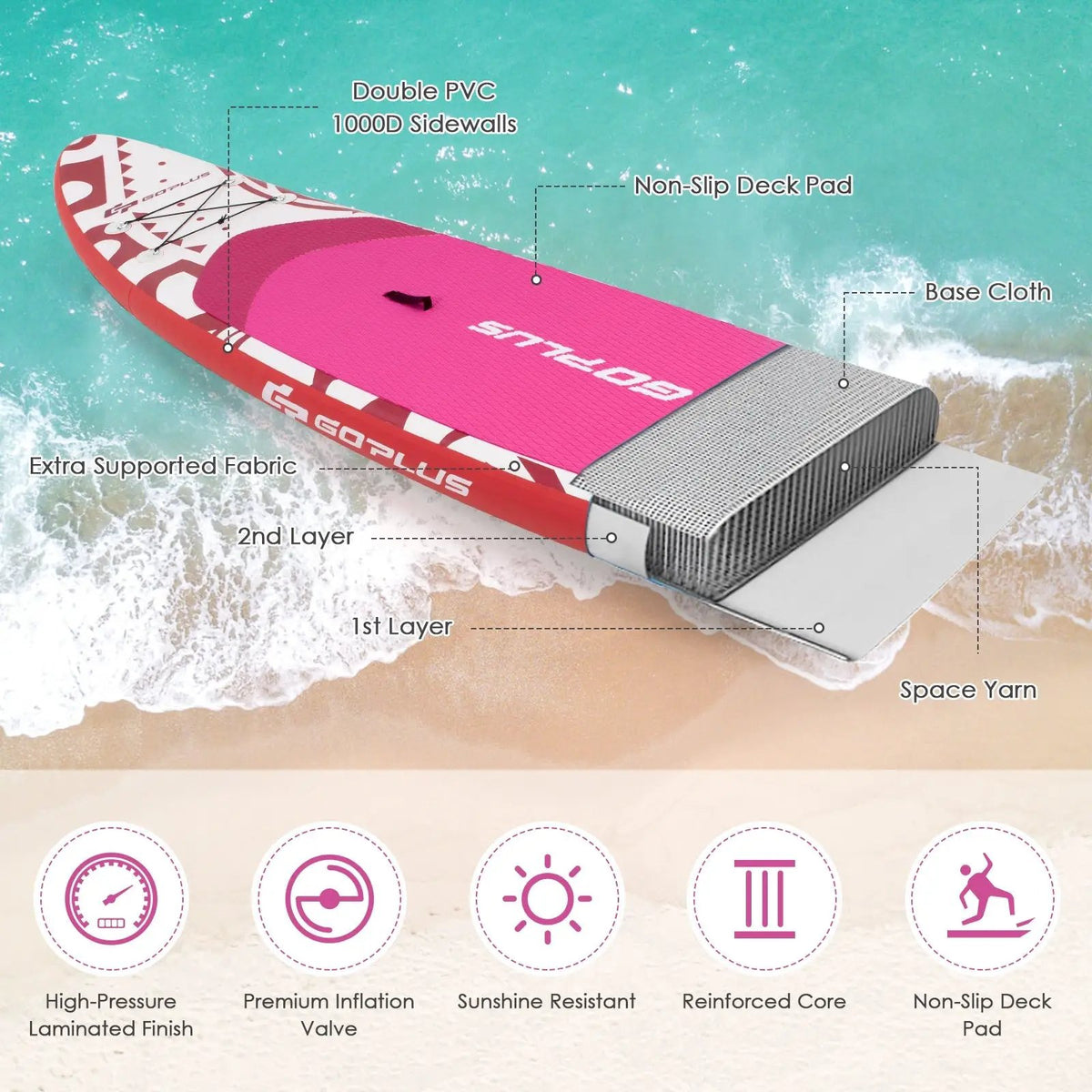 10.6 Feet Inflatable Adjustable Paddle Board with Carry Bag, photo 3 of 16