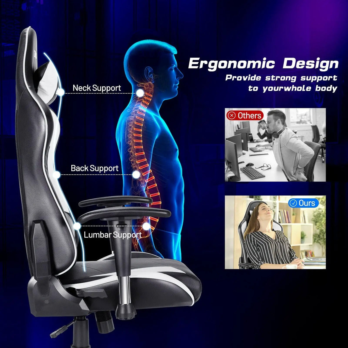 Gaming Chair Adjustable Swivel Racing Style Computer Office Chair, photo 9 of 24