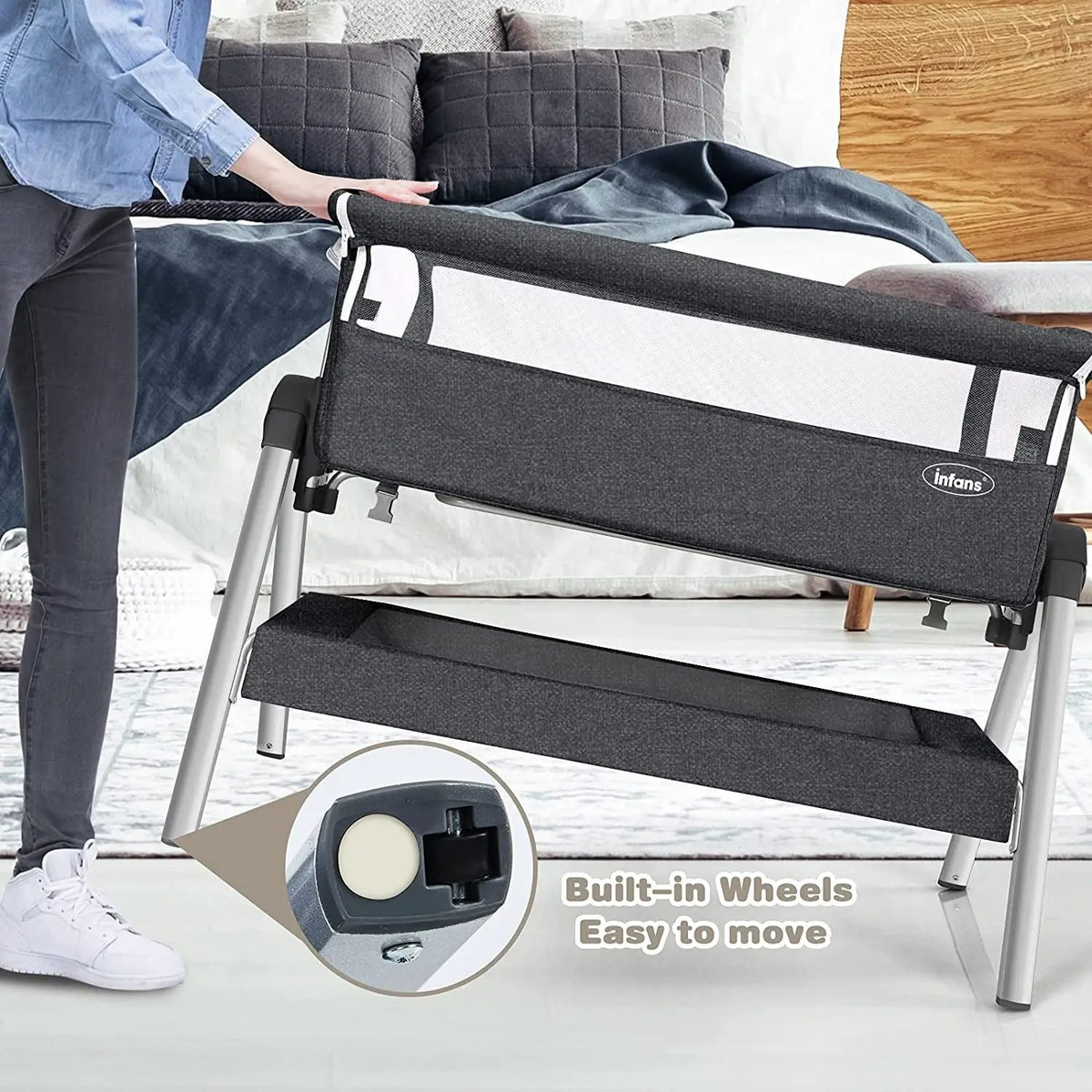 Portable Baby Bedside Sleeper with Adjustable Heights and Angle, photo 3 of 10