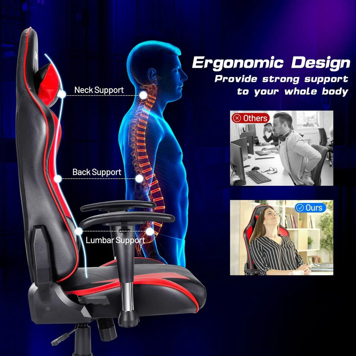 Gaming Chair Adjustable Swivel Racing Style Computer Office Chair, photo 22 of 24