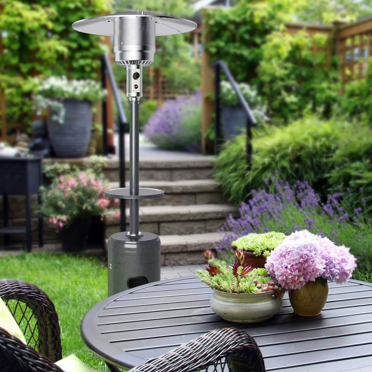 Outdoor Heater Propane Standing LP Gas Steel with Table, photo 7 of 11