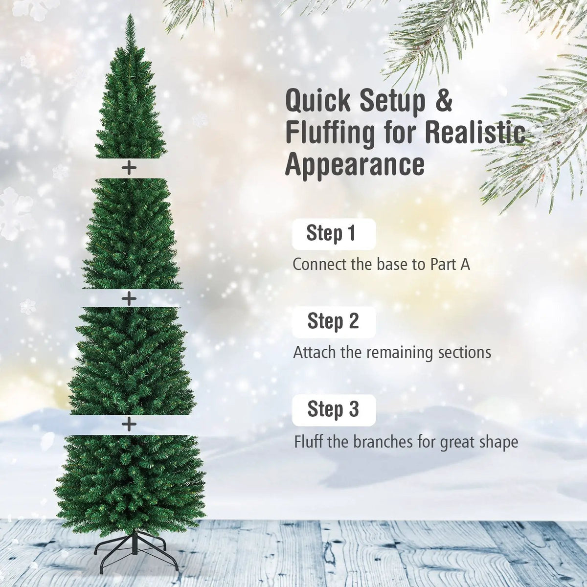 PVC Artificial Slim Pencil Christmas Tree, photo 6 of 12