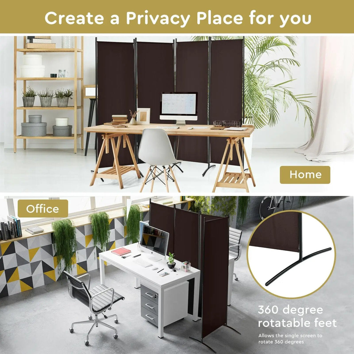 4-Panel Room Divider with Steel Frame, photo 7 of 10