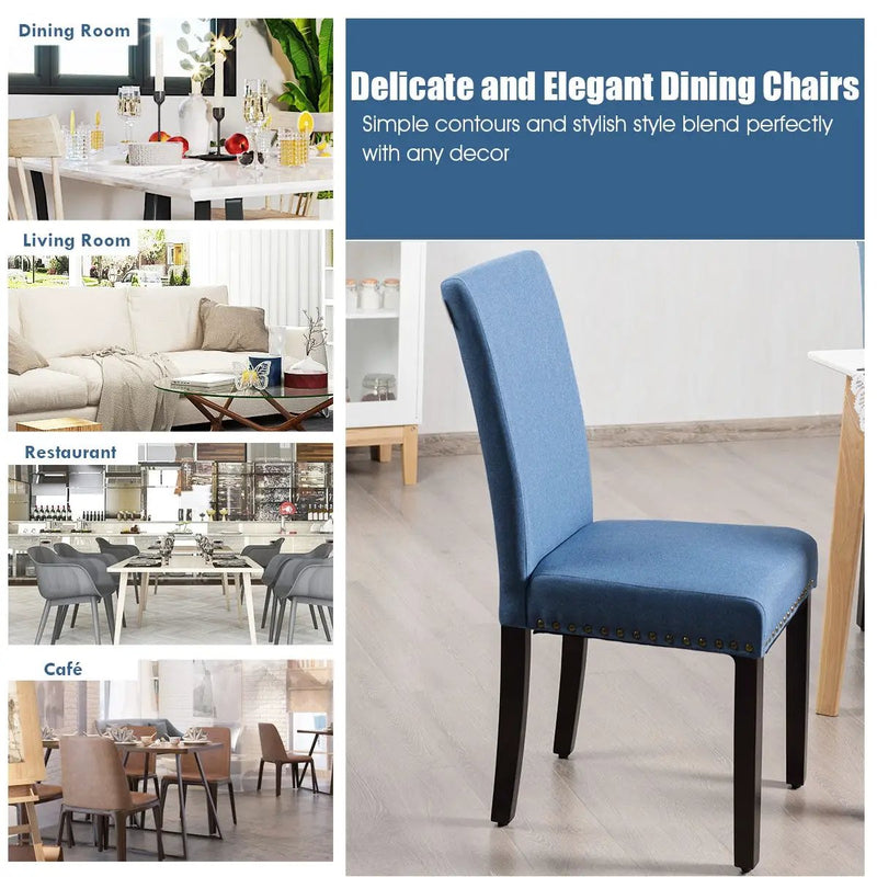 Set of 2 Fabric Upholstered Dining Chairs with Nailhead by DirectDeals