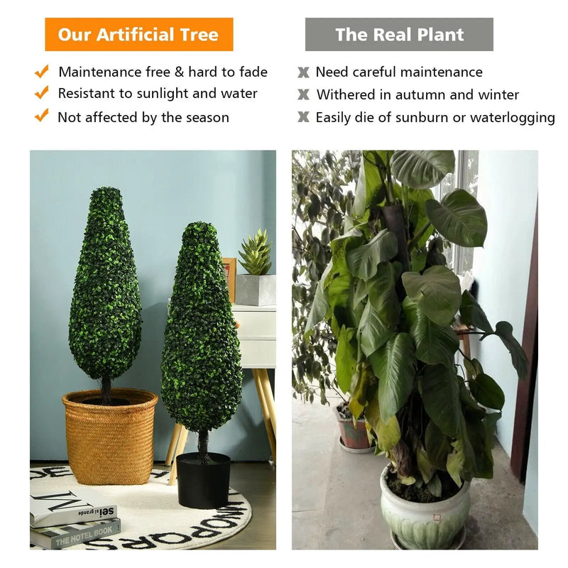 2 Pack 3 Feet Artificial Tower UV Resistant Indoor Outdoor Topiary Tree by DirectDeals