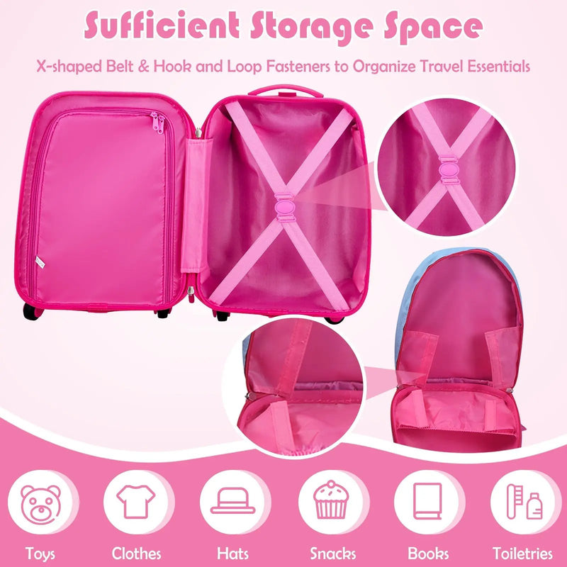 2 Pieces ABS Kids Suitcase Backpack Luggage Set by DirectDeals