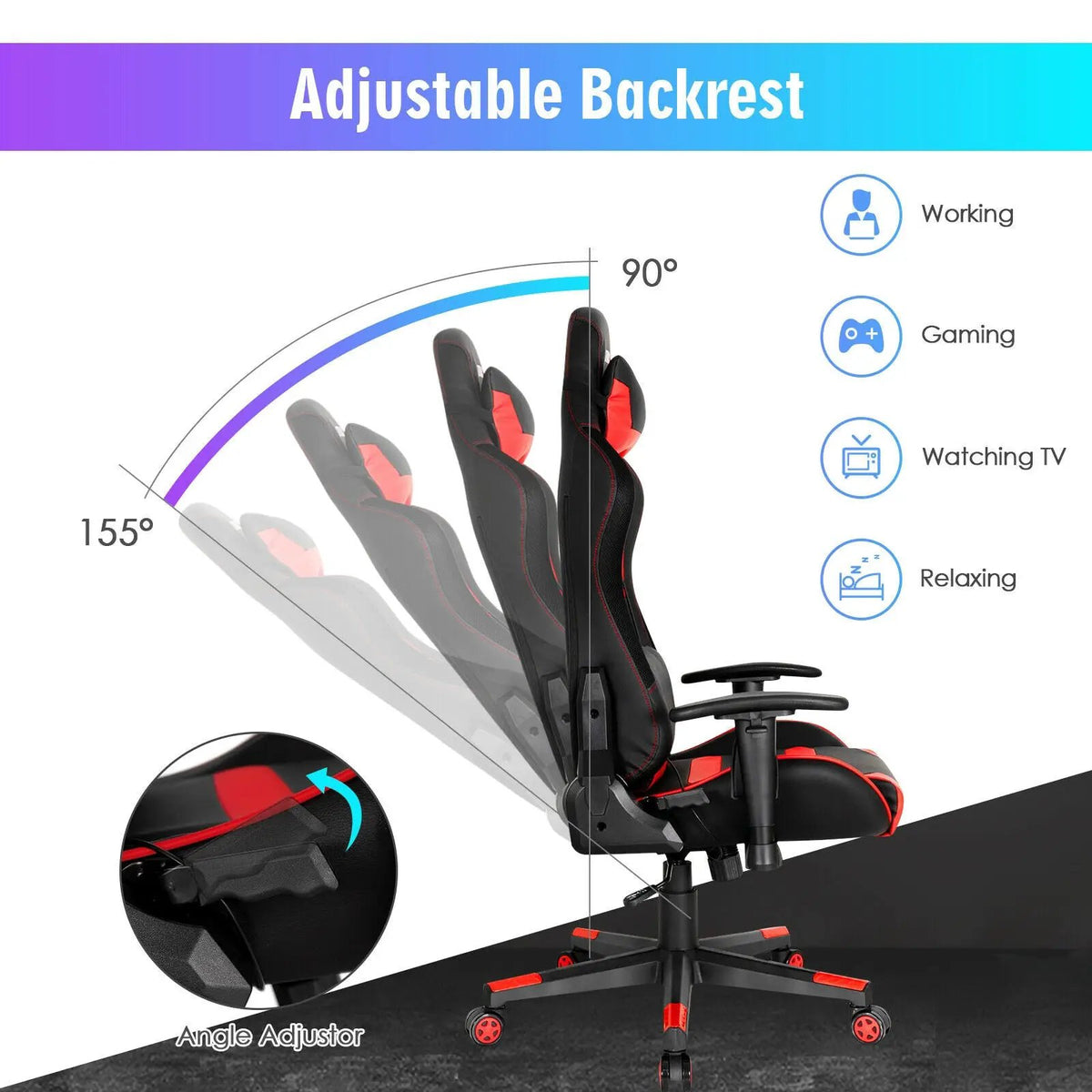 Adjustable Swivel Gaming Chair with LED Lights and Remote, photo 23 of 32