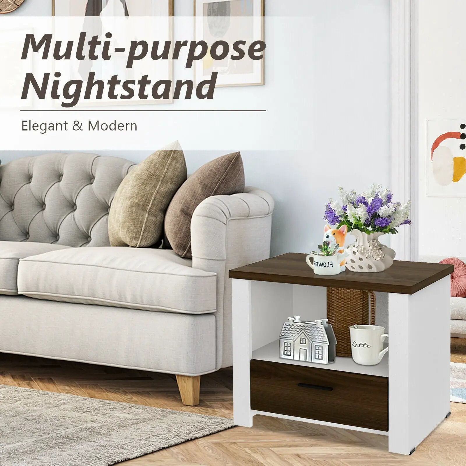 Accent Nightstand with Drawer and Open Shelf by DirectDeals