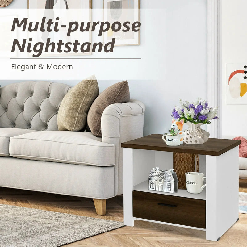 Accent Nightstand with Drawer and Open Shelf by DirectDeals