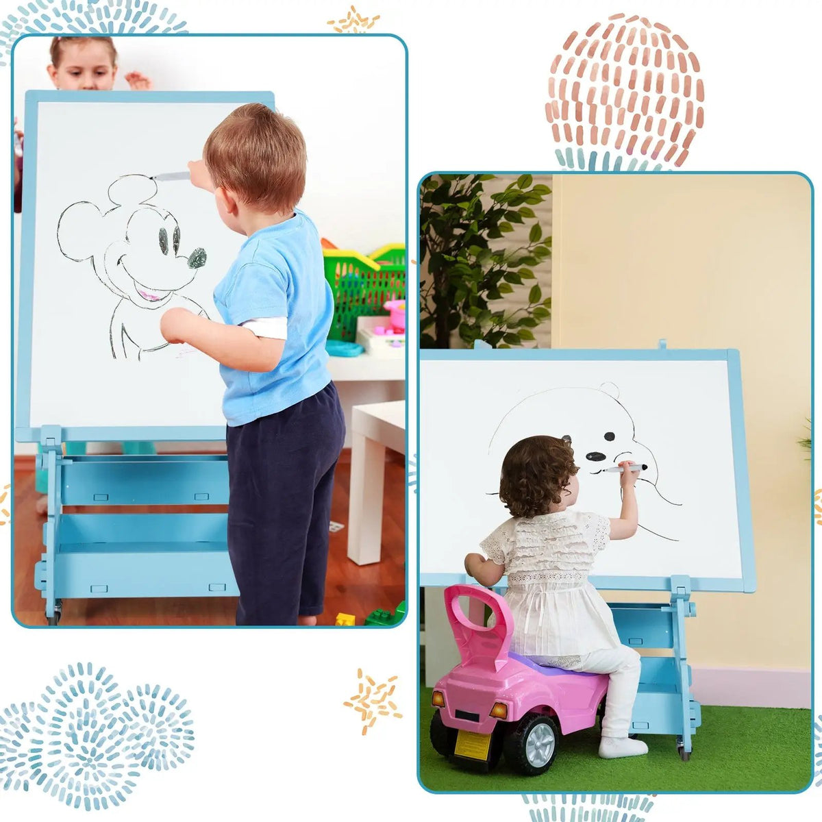 Multifunctional Kids' Standing Art Easel with Dry-Erase Board, photo 7 of 11