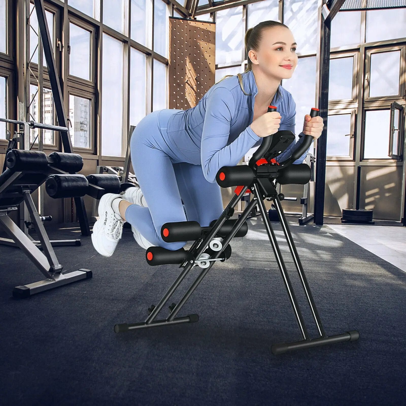 Foldable Adjustable Core Abdominal Trainer with 3 Adjustable Resistance and LCD Display by DirectDeals