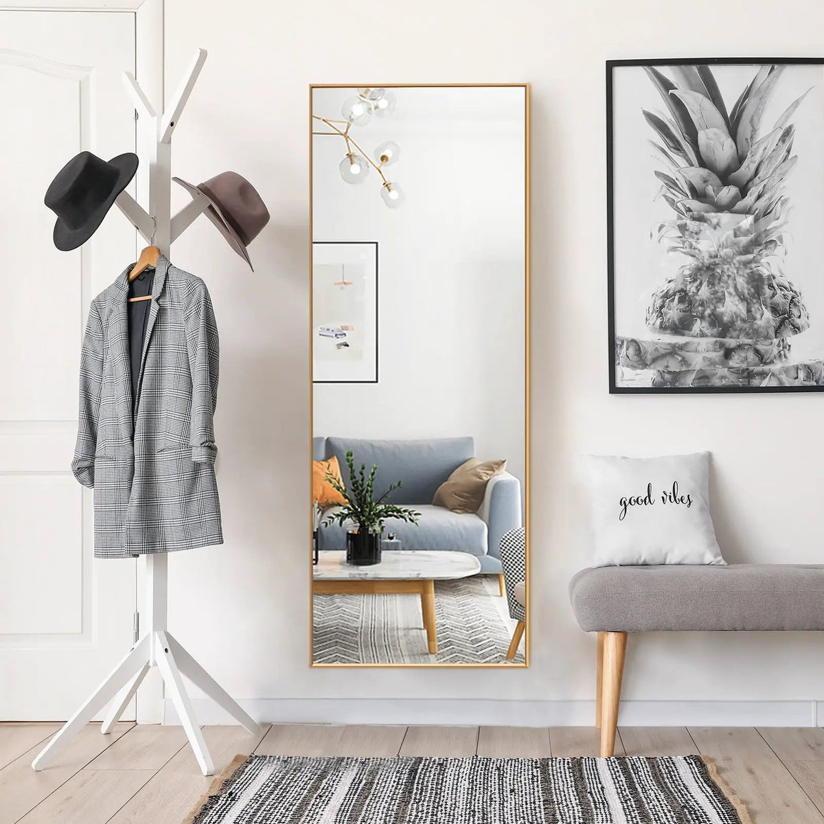 59 Inch Full Length Mirror Large Rectangle Bedroom Mirror, photo 6 of 9