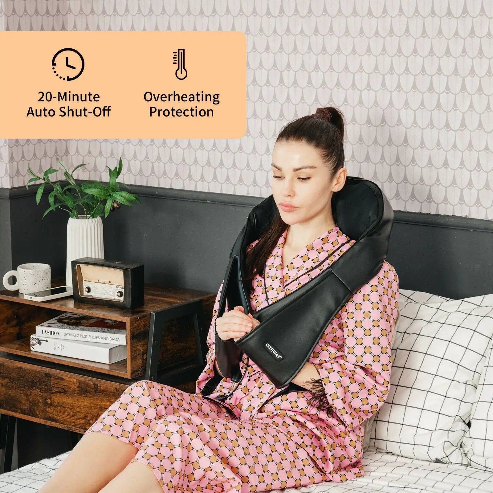 Shiatsu Neck Massager with Heat and Deep Tissue 3D-Kneading-Black by DirectDeals