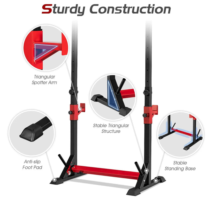 Adjustable Squat Rack Stand for Home Gym Fitness by DirectDeals