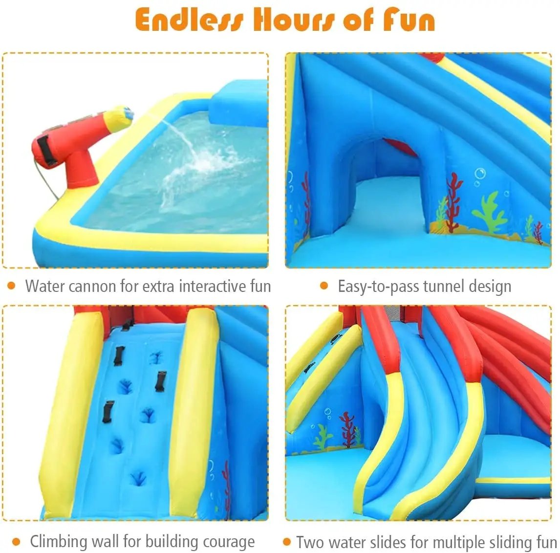Inflatable Water Slide Bounce House with Water Cannon and 950W Blower by DirectDeals