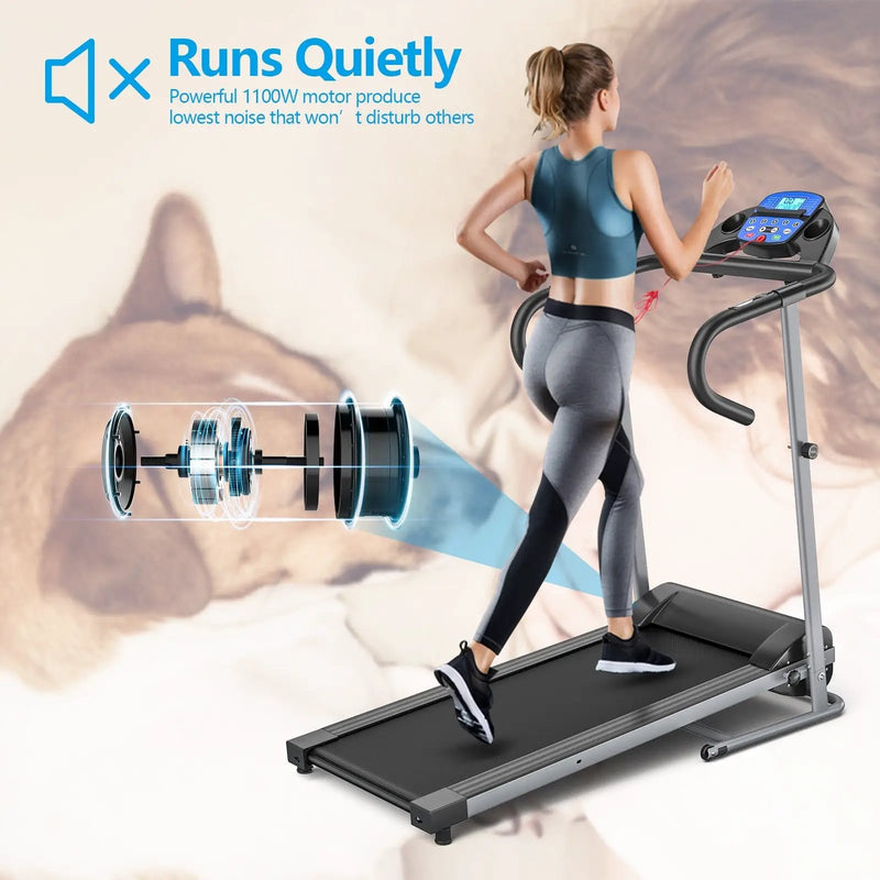 Electric Foldable Treadmill with LCD Display and Heart Rate Sensor by DirectDeals