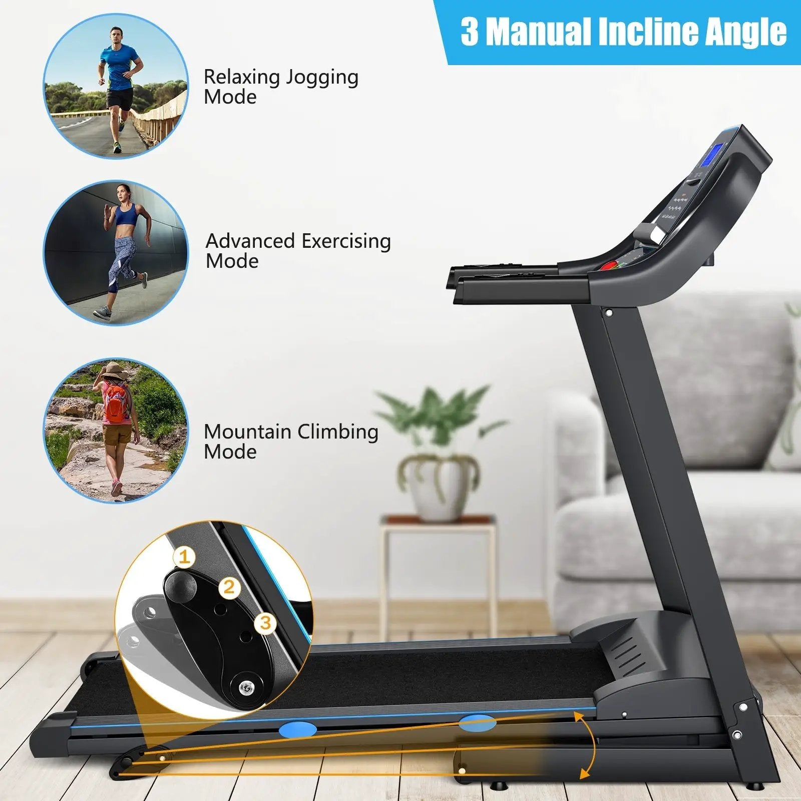 2.25 HP Folding Electric Motorized Power Treadmill with Blue Backlit LCD Display by DirectDeals