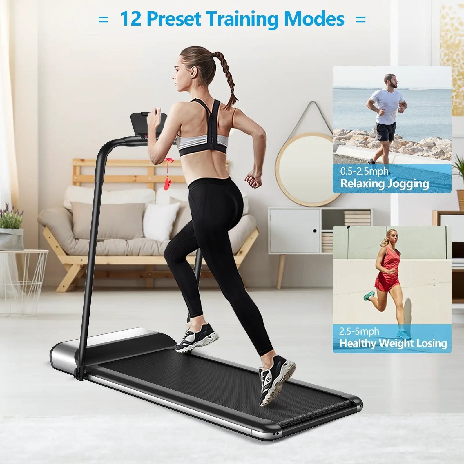 Ultra-thin Electric Folding Motorized Treadmill with LCD Monitor Low Noise by DirectDeals
