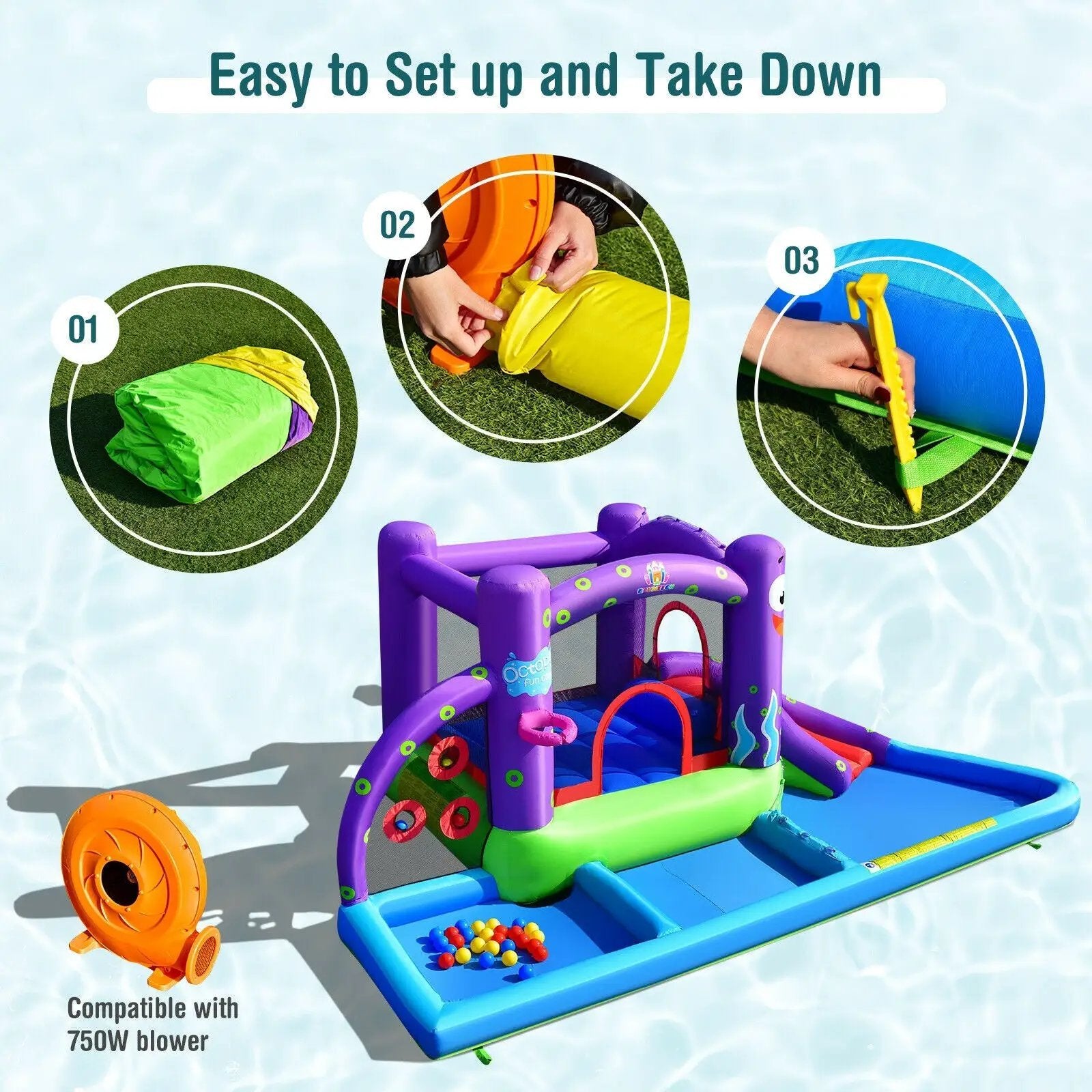 Inflatable Water Slide Castle without Blower by DirectDeals