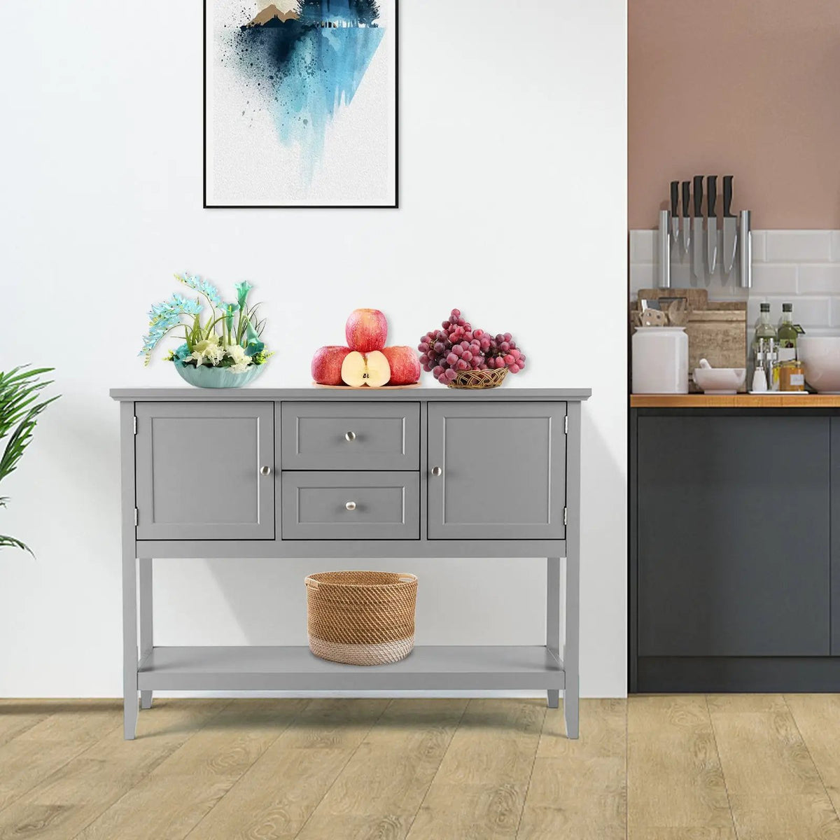 Wooden Sideboard Buffet Console Table with Drawers and Storage, photo 8 of 11