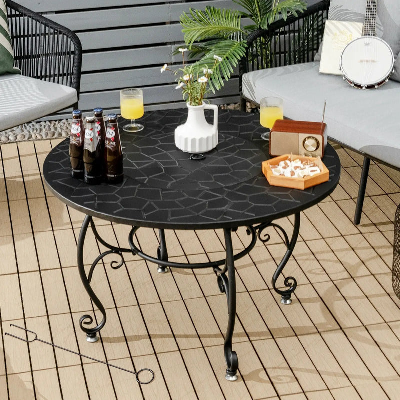 35.5 Feet Patio Fire Pit Dining Table With Cooking BBQ Grate by DirectDeals
