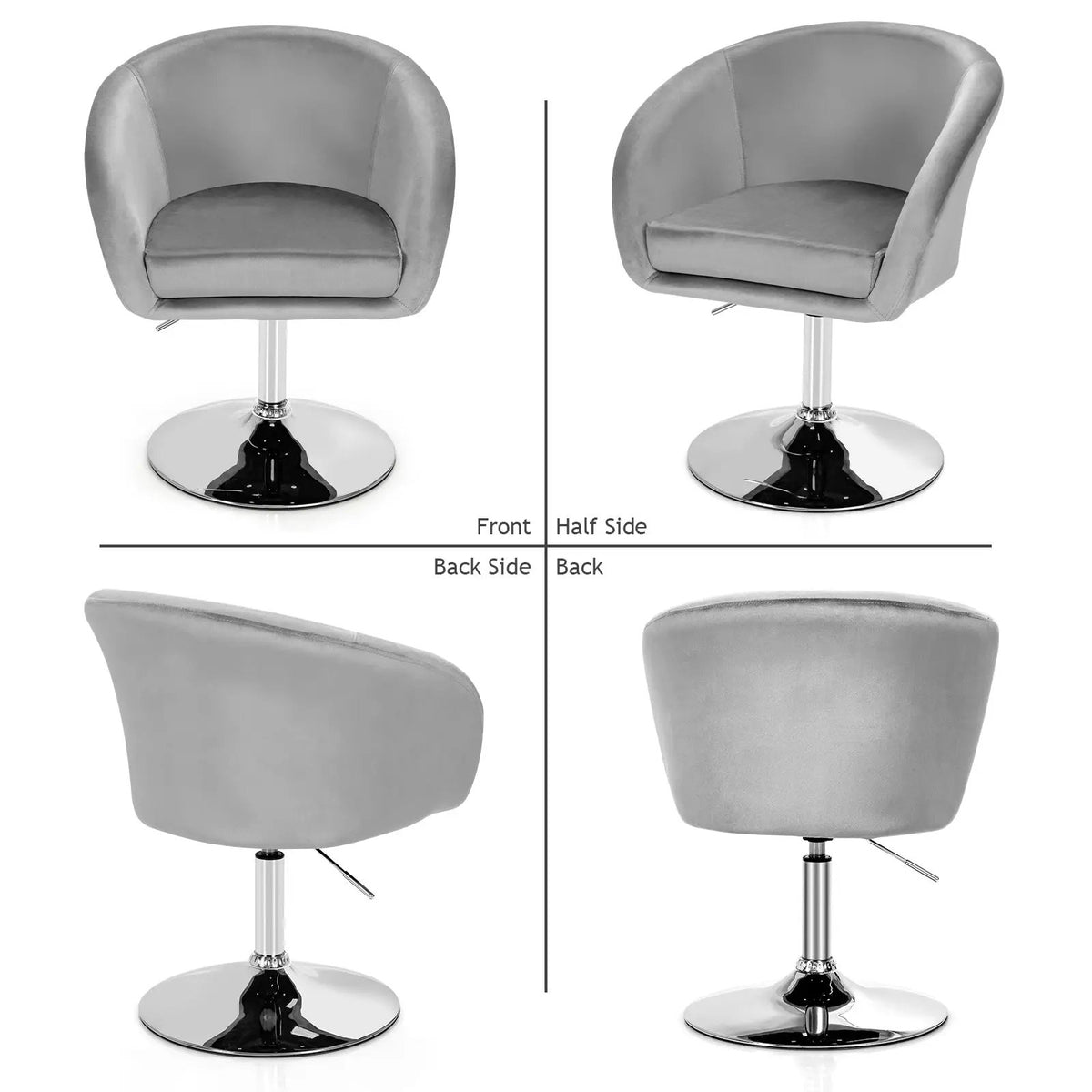 360 Degree Swivel Makeup Stool Accent Chair with Round Back and Metal Base, photo 5 of 9