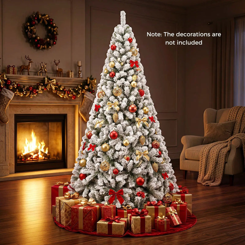 Snow-Flocked Artificial Christmas Tree 9 ft with Metal Stand by DirectDeals