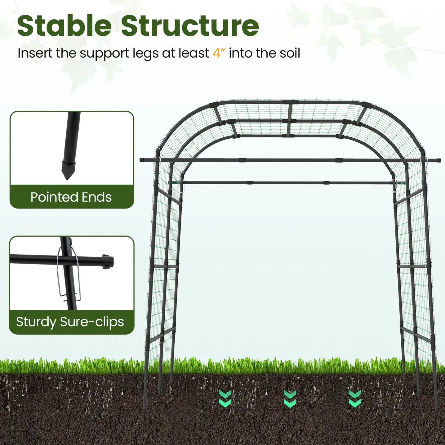 7.5 FT Tall Metal Garden Arch Trellis for Climbing Plants Outdoor by DirectDeals