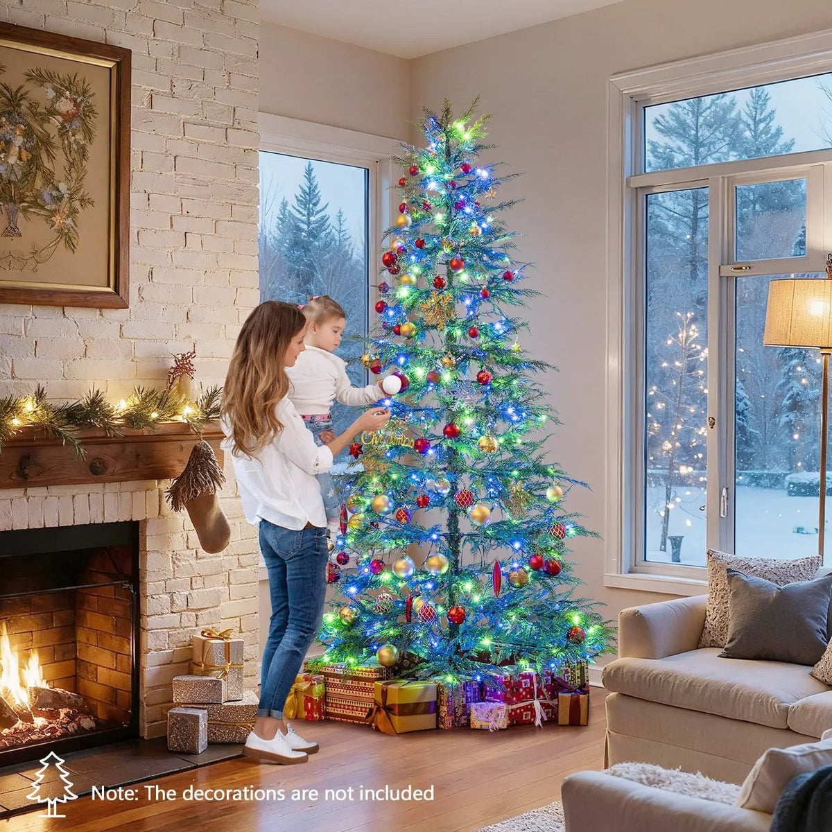 7.5 Feet Artificial Christmas Tree with Branch Tips and Colorful LED Lights, photo 6 of 16