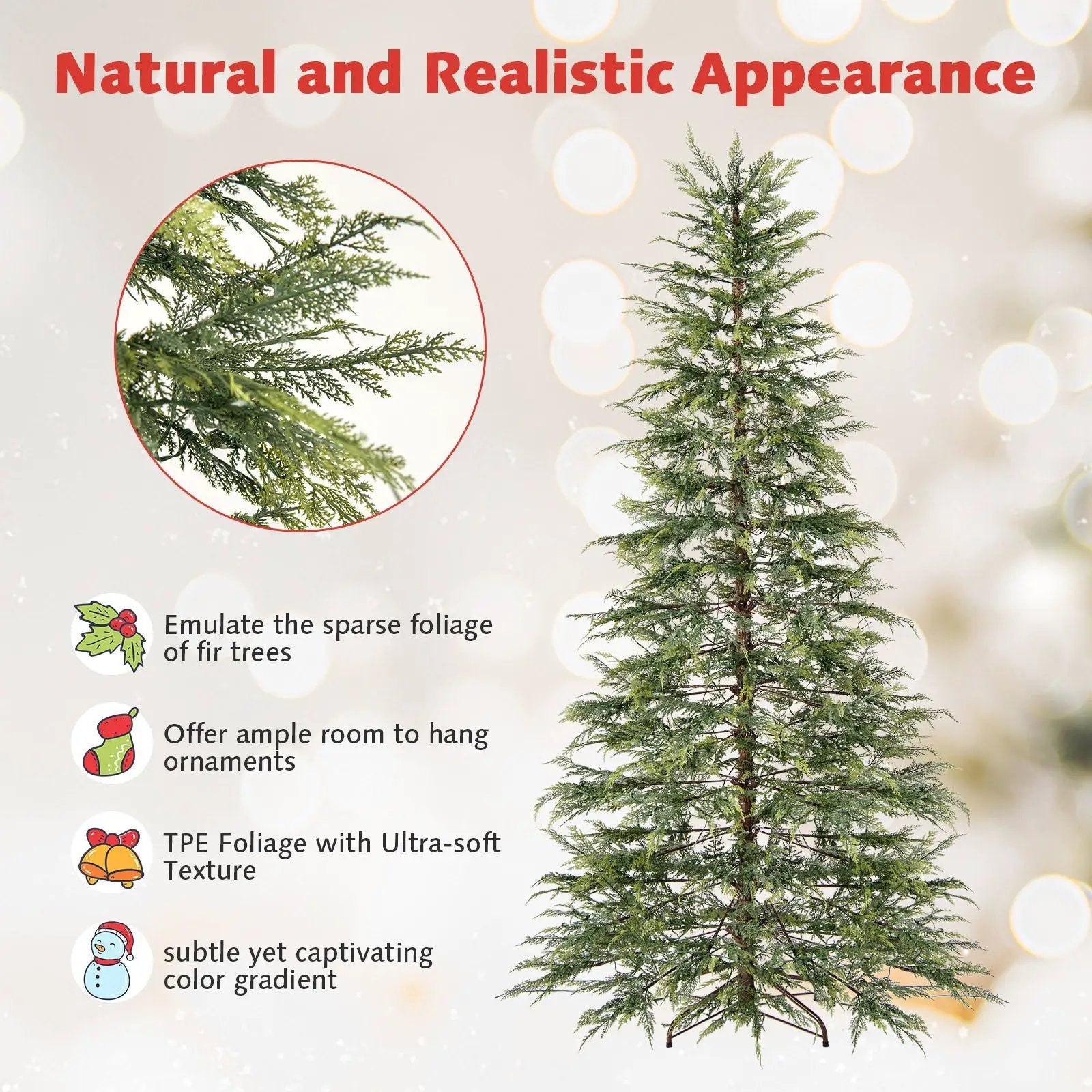 7.5 Feet Artificial Christmas Tree with Branch Tips and Colorful LED Lights by DirectDeals