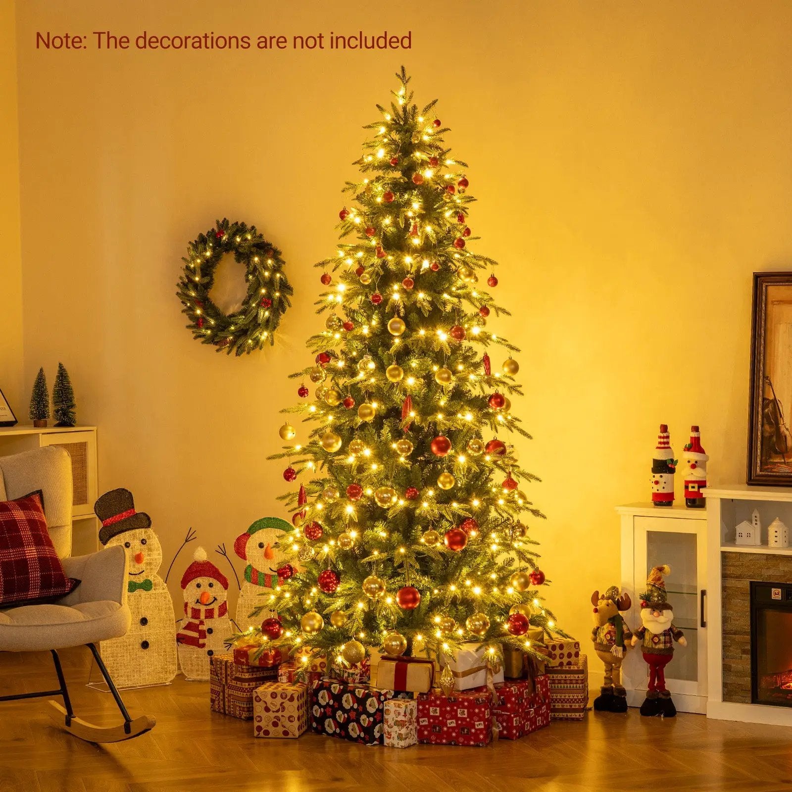 7.5 Feet Pre-Lit Artificial Christmas Tree Hinged Xmas Tree with LED Lights by DirectDeals